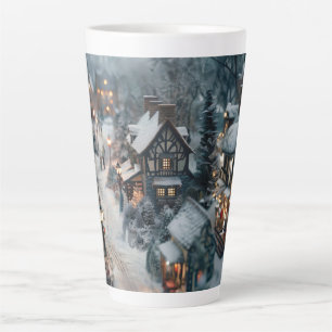 Taza De Café Latte Aldea de invierno