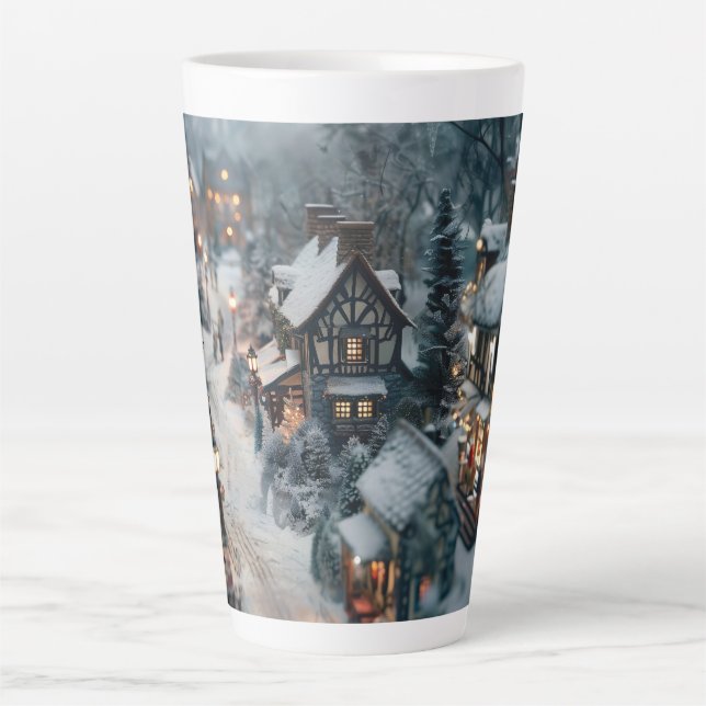 Taza De Café Latte Aldea de invierno (Anverso)
