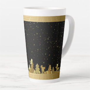 Taza De Café Latte Aldea de los Navidades de oro