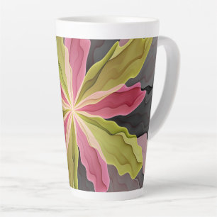 Taza De Café Latte Alegría, antracita verde rosada Fantasía Flower Fr