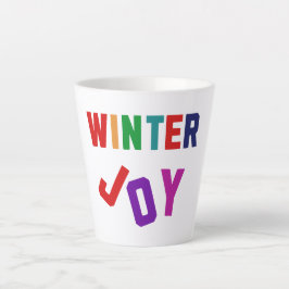 Taza De Café Latte Alegría de invierno - Coloridas Cartas acogedoras