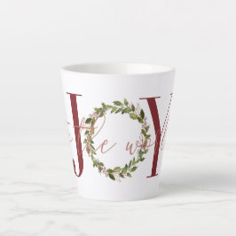Taza De Café Latte Alegría elegante por la corona de los Navidades de