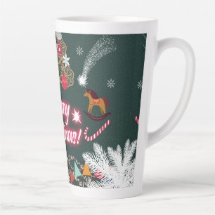Taza De Café Latte Alegría eterna de los Navidades