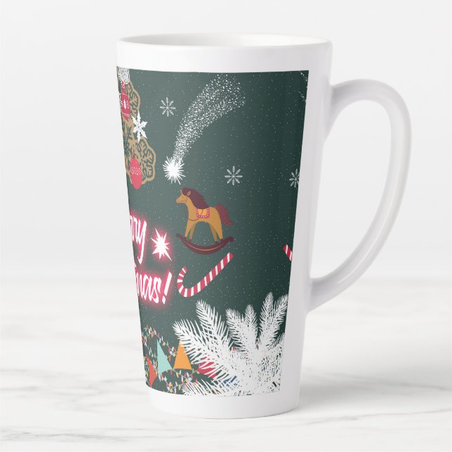 Taza De Café Latte Alegría eterna de los Navidades (Derecha)