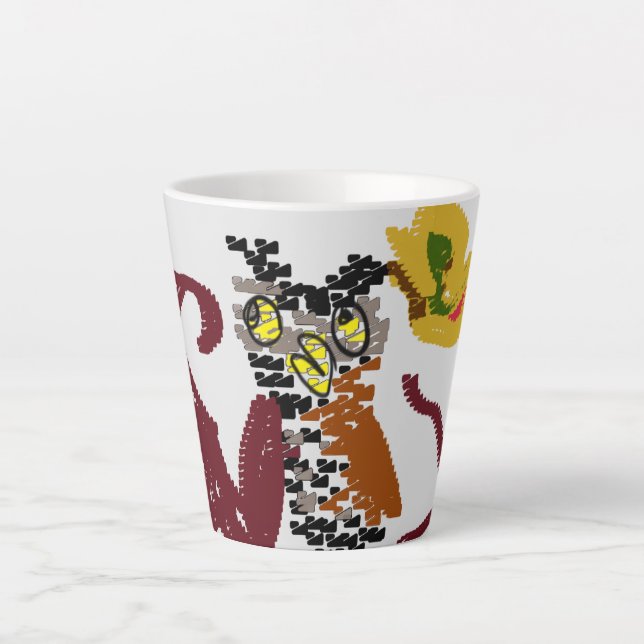 Taza De Café Latte Alegría nocturna de búho (Anverso)