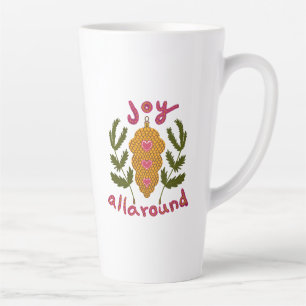 Taza De Café Latte Alegría por todo el ornamento de Navidad