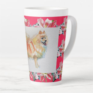Taza De Café Latte Alemán Spitz Pomerania Watercolor Perro Latte Mug