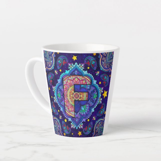 Taza De Café Latte Alfabeto F (Ángulo izquierdo)