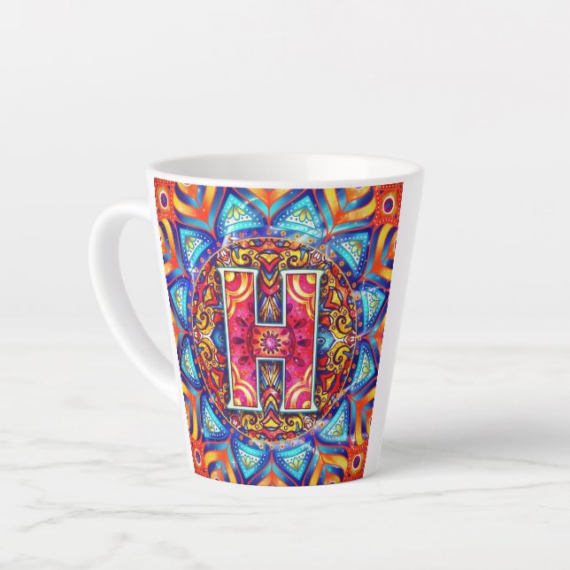 Taza De Café Latte Alfabeto H (Ángulo izquierdo)