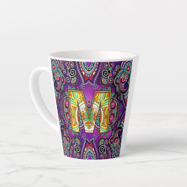 Taza De Café Latte Alfabeto M (Ángulo izquierdo)