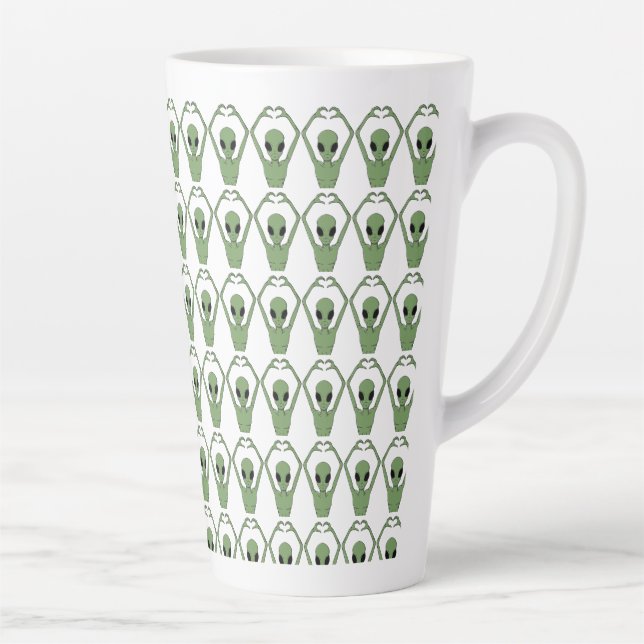Taza De Café Latte Alien Heart Pose (Derecha)