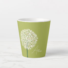 Taza De Café Latte  Allium Flower Botanical Art | Elegant Flora