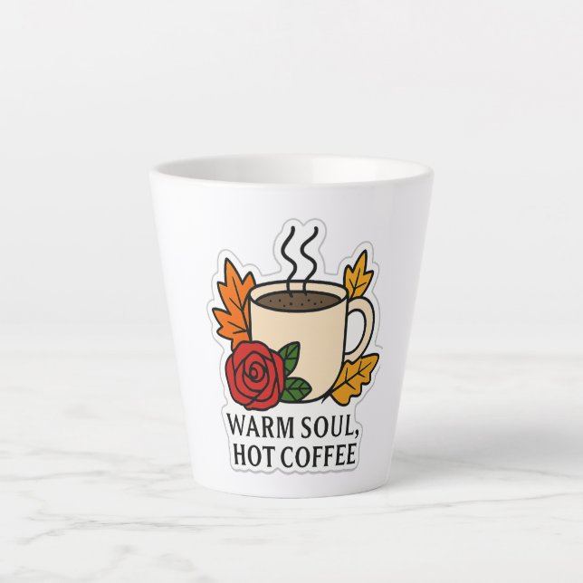 Taza De Café Latte Alma cálida, café caliente - Otoño (Anverso)