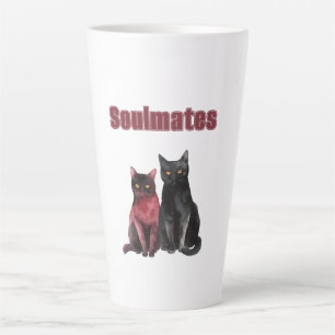 Taza De Café Latte Almas Gemelas Gatos Rojos Negros