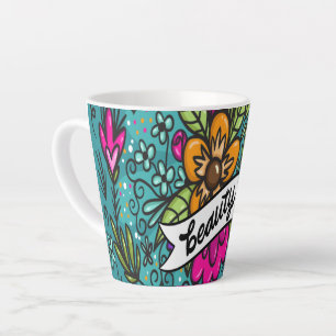 Taza De Café Latte Almohada Decorativa Belleza con Flores