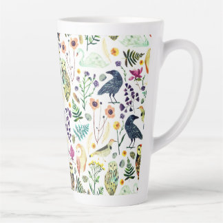Taza De Café Latte Almohada decorativa con patrón botánico inspirado 