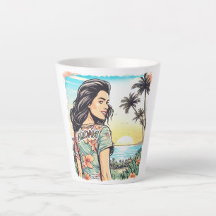 Taza De Café Latte Aloha Chica