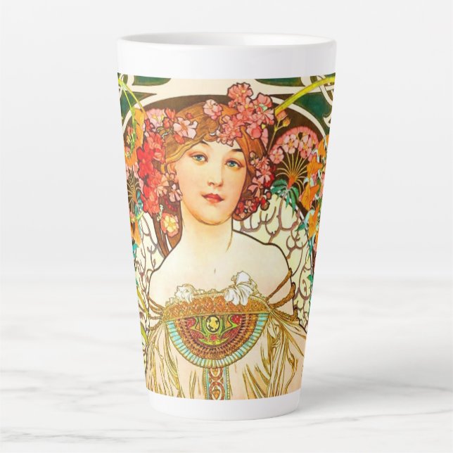 Taza De Café Latte Alphonse Mucha Art Nouveau Daydream (Anverso)