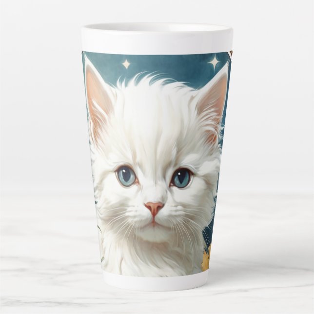 Taza De Café Latte Alphonse Mucha Art Nouveau Kitten (Anverso)