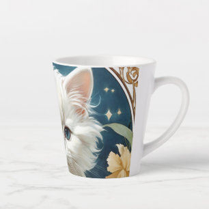 Taza De Café Latte Alphonse Mucha Art Nouveau Kitten