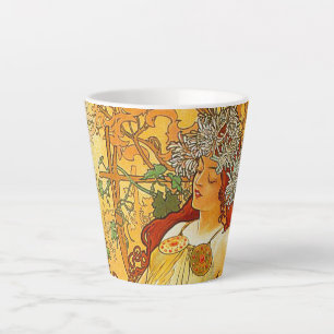 Taza De Café Latte Alphonse Mucha Art Nouveau Otoño