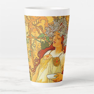 Taza De Café Latte Alphonse Mucha Art Nouveau Otoño