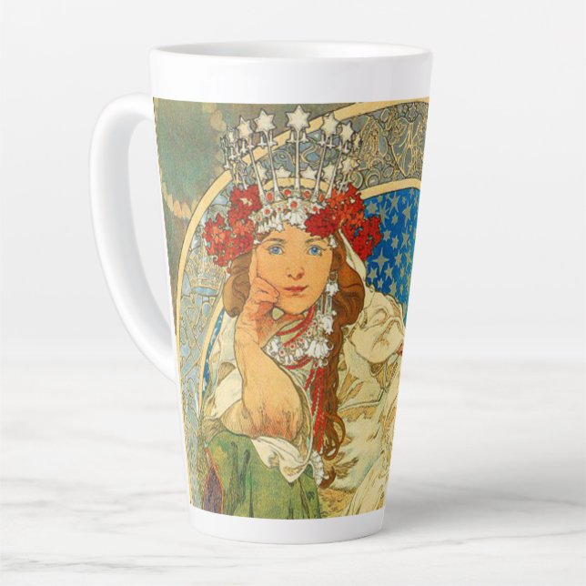 Taza De Café Latte Alphonse Mucha Art Nouveau Princess Hyacinth (Ángulo izquierdo)