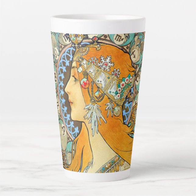 Taza De Café Latte Alphonse Mucha Art Nouveau Zodiac (Anverso)