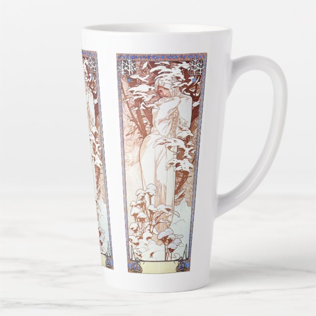 Taza De Café Latte Alphonse Mucha - Blanco Invierno (Derecha)