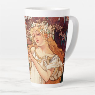 Taza De Café Latte Alphonse Mucha, Las Estaciones (1896) Primavera