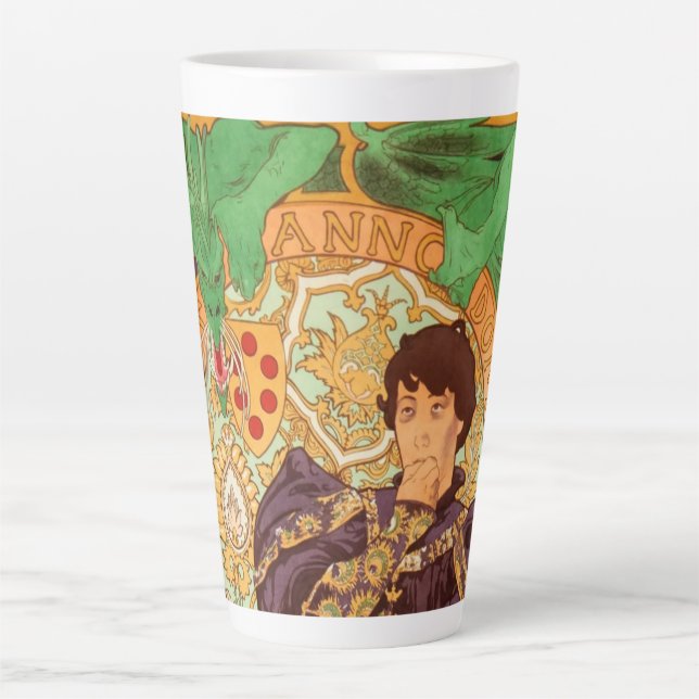 Taza De Café Latte Alphonse Mucha Prince y Dragon (Anverso)