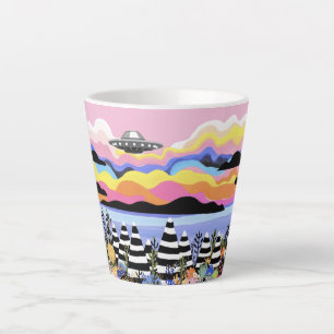 Taza De Café Latte Amanecer con ovni