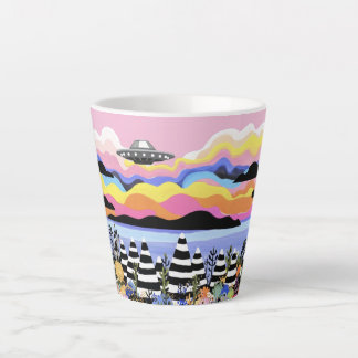 Taza De Café Latte Amanecer con ovni