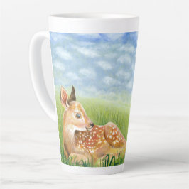 Taza De Café Latte Amanecer en el Ilustracion de hierba