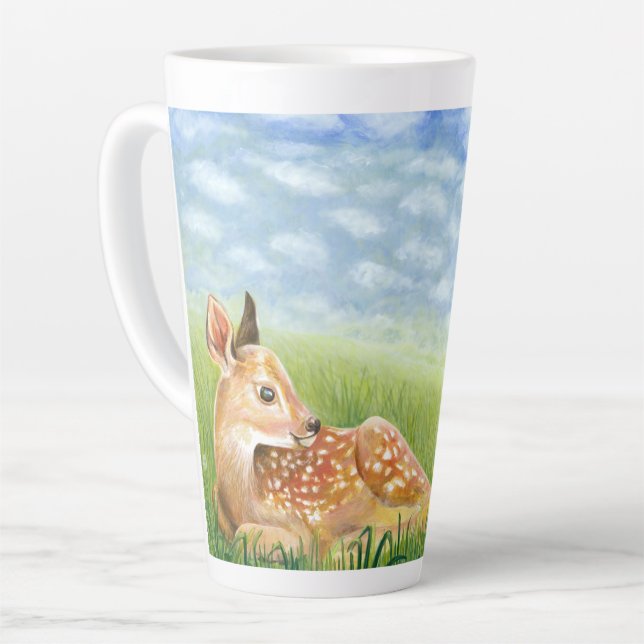 Taza De Café Latte Amanecer en el Ilustracion de hierba (Ángulo izquierdo)