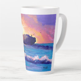 Taza De Café Latte Amanecer en Shipwreck Beach Latte Mug