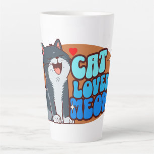 Taza De Café Latte Amante de gatos Maullido - gato azul