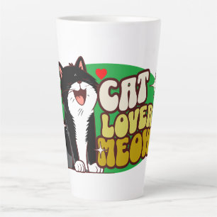 Taza De Café Latte Amante de gatos Maullido - gato negro