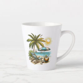 Taza De Café Latte Amante de la playa