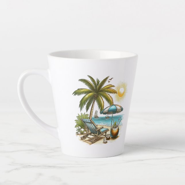 Taza De Café Latte Amante de la playa (Izquierda)
