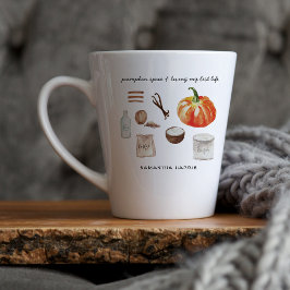 Taza De Café Latte Amante de las especias de calabaza | Monograma Lat