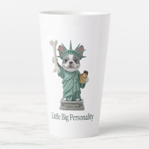 Taza De Café Latte Amante de Perros Bulldog Francés Estatua de la Lib