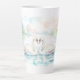 Taza De Café Latte Amantes de cisnes - Día de San Valentín