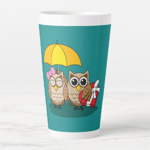 Taza De Café Latte Amantes de la Lechuza Cuta con Paraguas y Chocolat