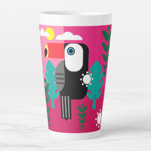 Taza De Café Latte Amantes de las aves tropicales turcas
