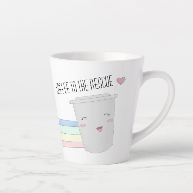 Taza De Café Latte Amantes del café lindo superhéroe arcoiris (Derecha)