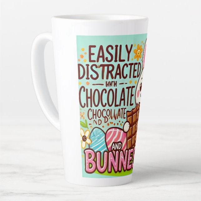 Taza De Café Latte Amantes del chocolate conejo de Pascua (Ángulo izquierdo)