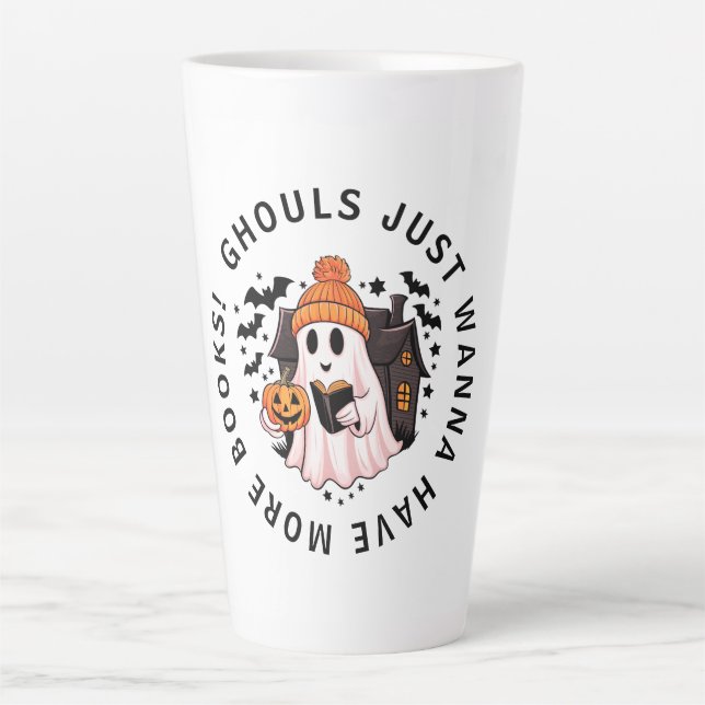 Taza De Café Latte Amantes del libro Cute Halloween (Anverso)