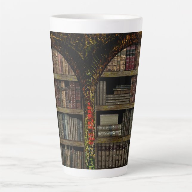 Taza De Café Latte Amantes del libro Old Book Library (Anverso)