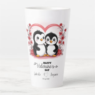 Taza De Café Latte Amantes del pingüino Personalizado se alegran el d